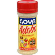 Goya Adobo all-purpose seasoning jar with red lid and yellow label