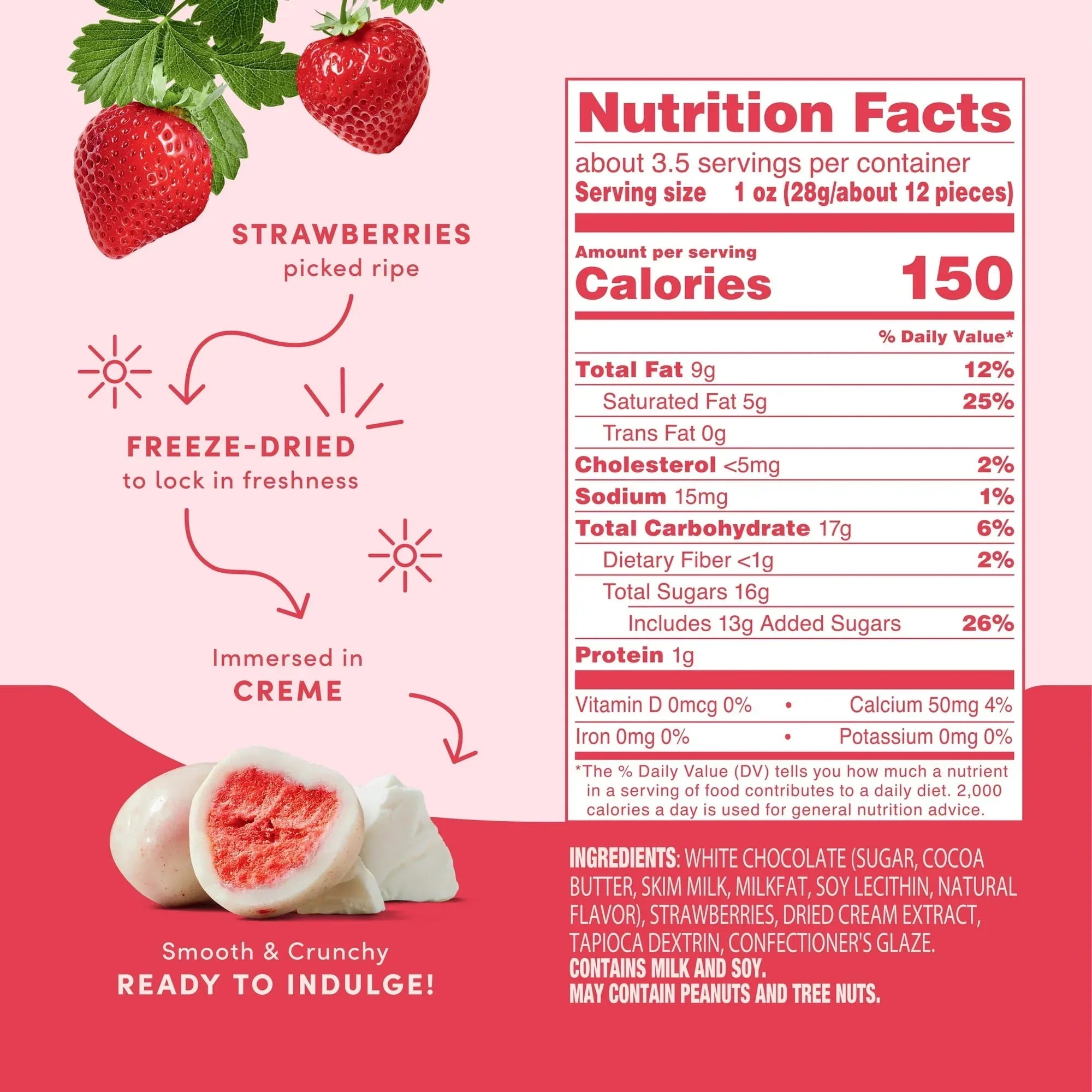 Tru Fru Freeze Dried Strawberries & Crème, 3.4 oz