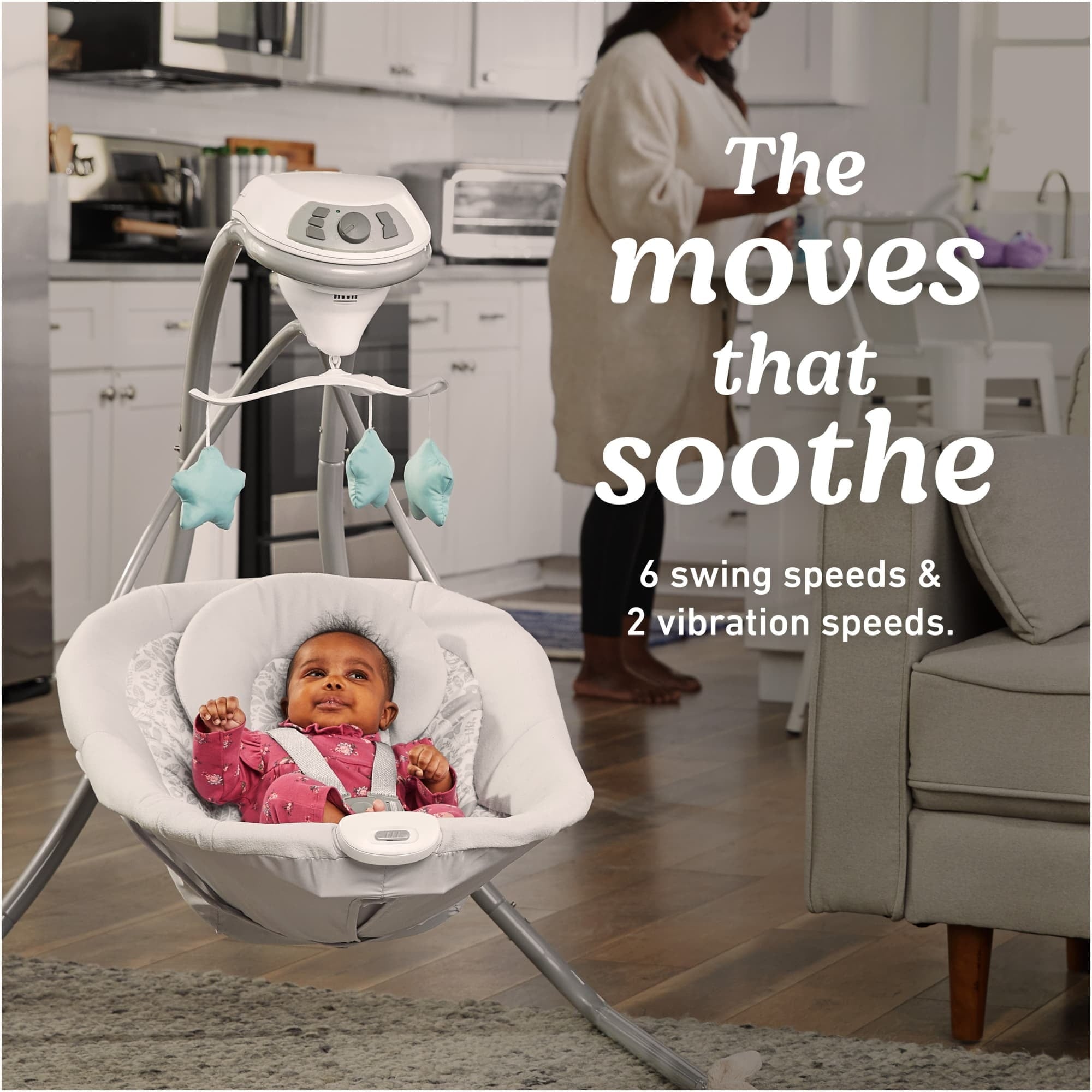 Graco Simple Sway Baby Swing with Plush Seat and Adjustable Speeds, Ivy