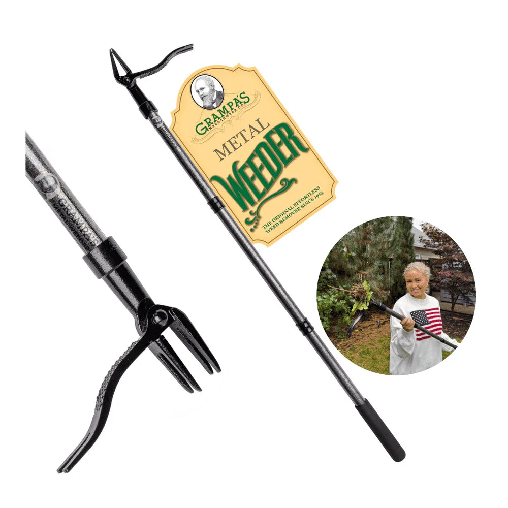 Grampa's Weeder - The Original Stand Up Weed Puller Tool With Long Handle - Made With 4-Claw Steel Head Design - Easily Remove Weeds Without Bending, Pulling, or Kneeling - USA MEGA SHOP