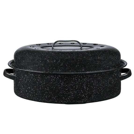 Granite Ware 18" Covered Oval Roaster, 15 Pound Capacity, Roasting Pan