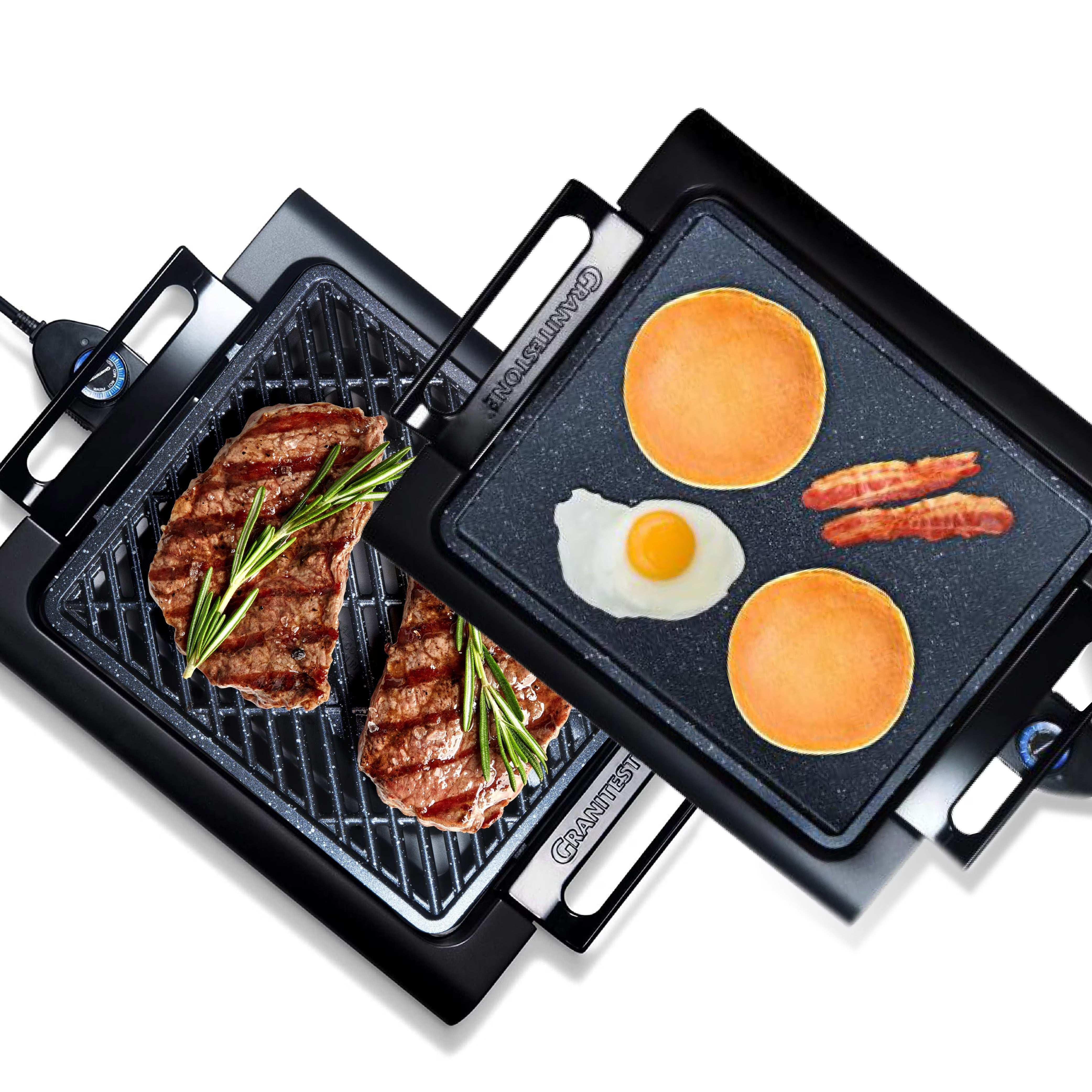 Granite Stone Indoor Nonstick Electric Smoke-Less Grill with Cool-Touch Handles and Adjustable Temperature Dial Ð Black, 16" x 14Ó