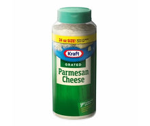 Kraft grated Parmesan cheese jar, 24 oz, green cap, front label