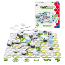 Kinetic Blast marble run set box and track pieces, white with green and blue parts