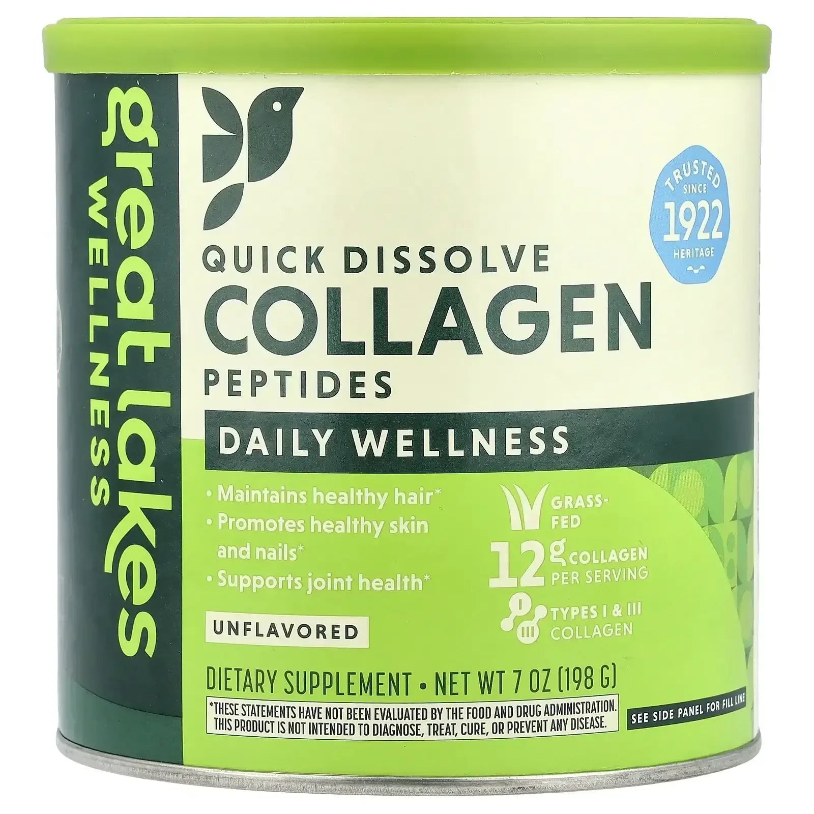 Great Lakes Wellness Sustainable Marine Collagen Peptides Powder for Skin, Hair, Nails, Joints & Digestion - Unflavored - Quick Dissolve Hydrolyzed, Wild Caught, MSC Certified, Non-GMO, Kosher - 16 oz
