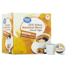 Ground coffee pod box, 100% Arabica Breakfast Blend, Medium Roast, 48 ct