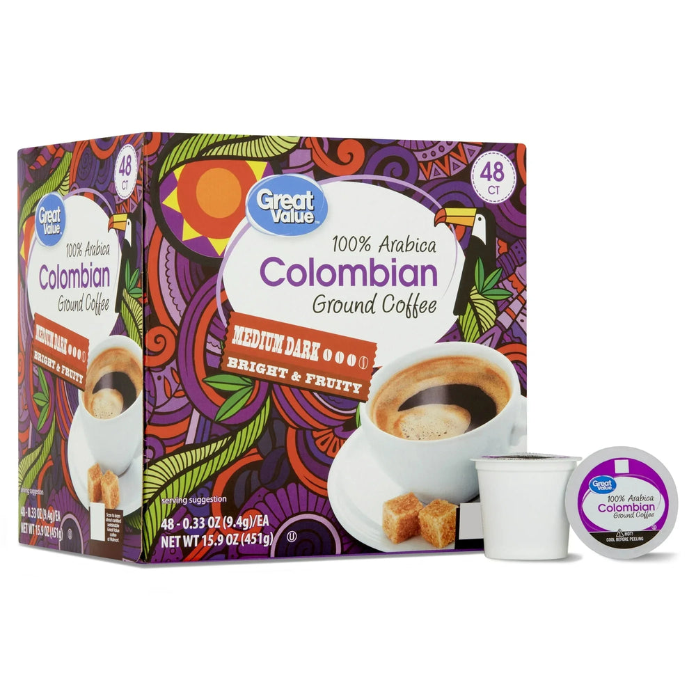 Great Value 100% Arabica Breakfast Blend Medium Roast Ground Coffee Pods, 48 Ct - USA MEGA SHOP