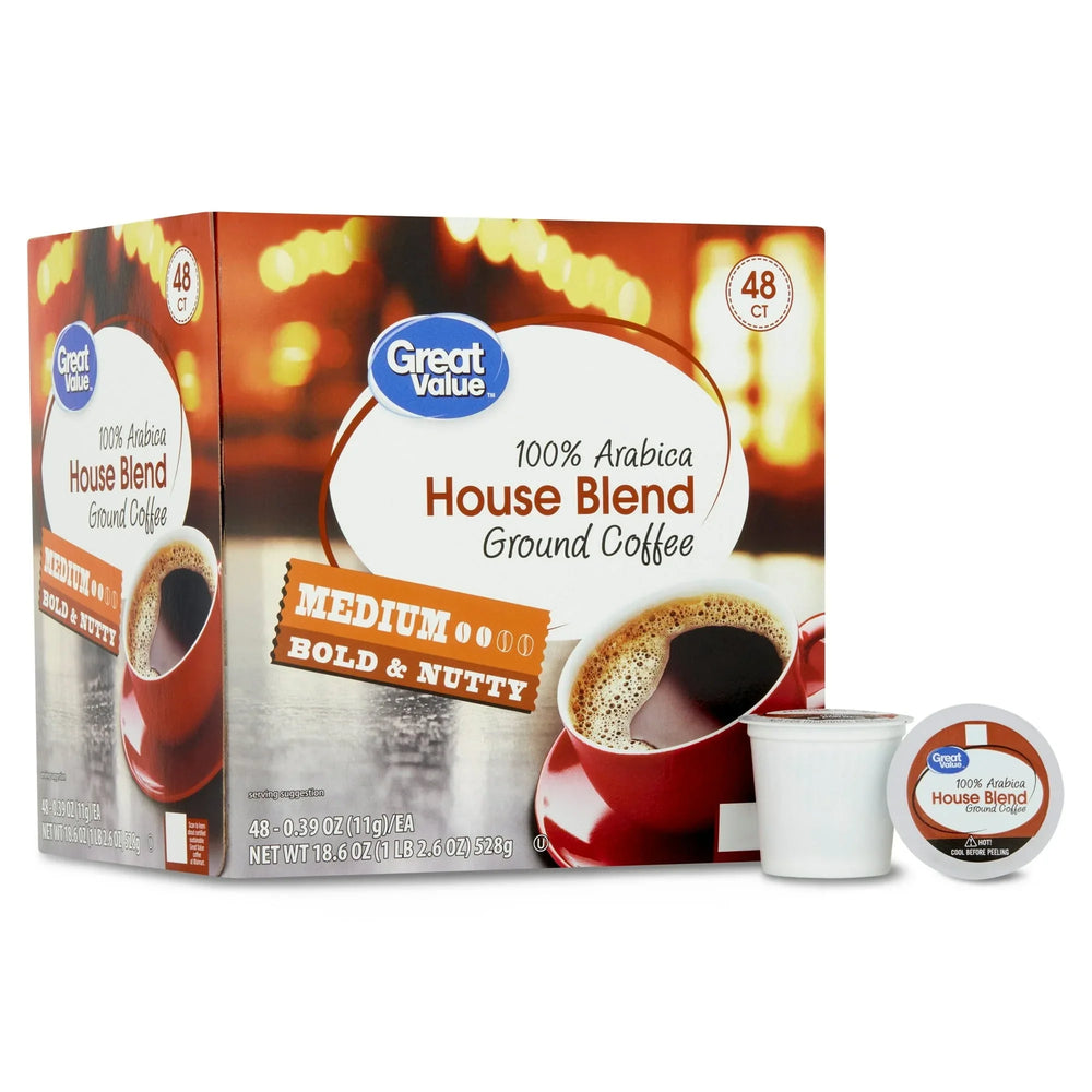 Great Value 100% Arabica Breakfast Blend Medium Roast Ground Coffee Pods, 48 Ct - USA MEGA SHOP