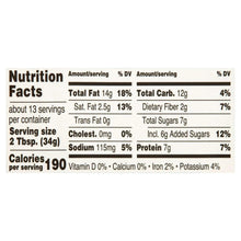 Nutrition facts panel for honey roasted creamy peanut and honey spread, 2 Tbsp (34 g)