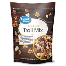 Breakfast trail mix pouch with Great Value logo, 22 oz, visible mix ingredients
