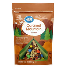 Caramel Mountain trail mix pouch, Great Value brand, 22 oz resealable bag