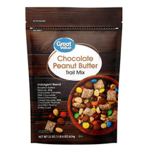 Chocolate peanut butter trail mix pouch with colorful candy pieces and nuts, 22 oz