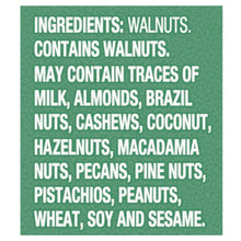 Ingredients label on walnut pouch listing walnuts and allergen trace warnings
