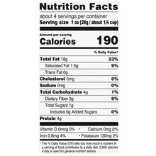 Nutrition Facts panel for chopped walnuts on pouch