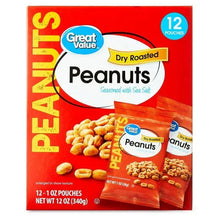 Dry roasted peanuts sea salt, Great Value 12 pouch pack with small pouch