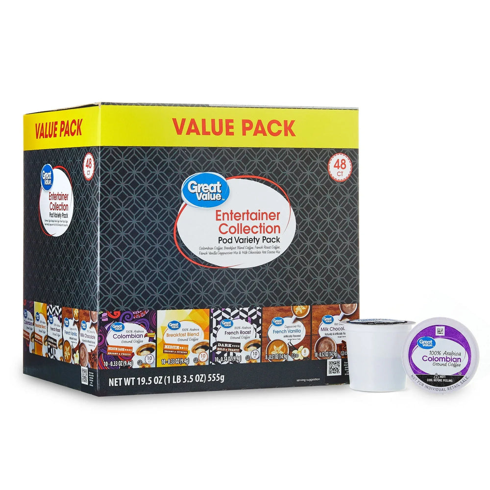 Great Value 100% Arabica Breakfast Blend Medium Roast Ground Coffee Pods, 48 Ct - USA MEGA SHOP