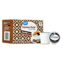 Coffee pods box for Espresso Roast ground coffee, with pod cup and lid, 12 count