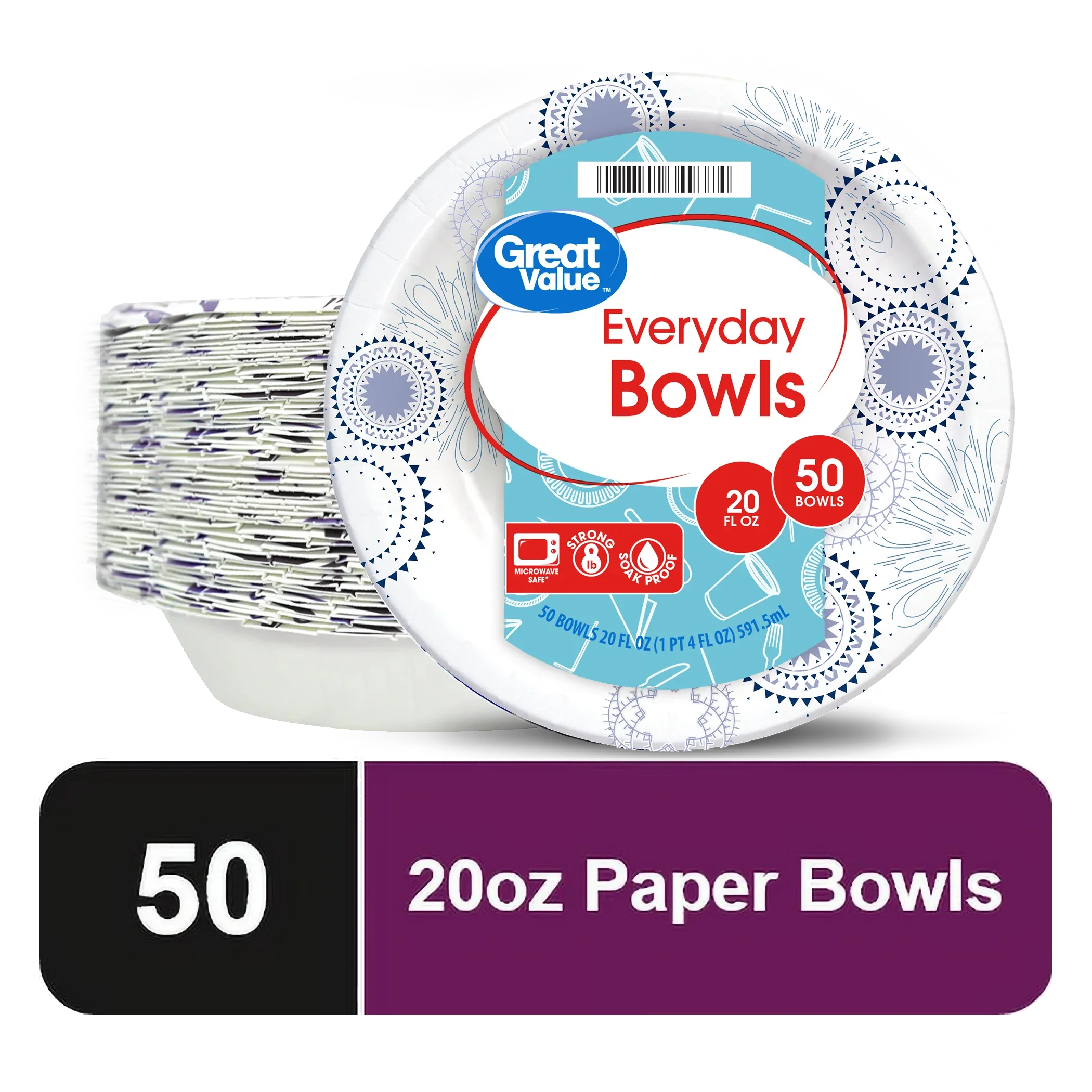Great Value Everyday Disposable Paper Bowls, 20 oz, 50 Count - USA MEGA SHOP
