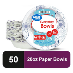 Great Value Everyday Disposable Paper Bowls, 20 oz, 50 Count - USA MEGA SHOP