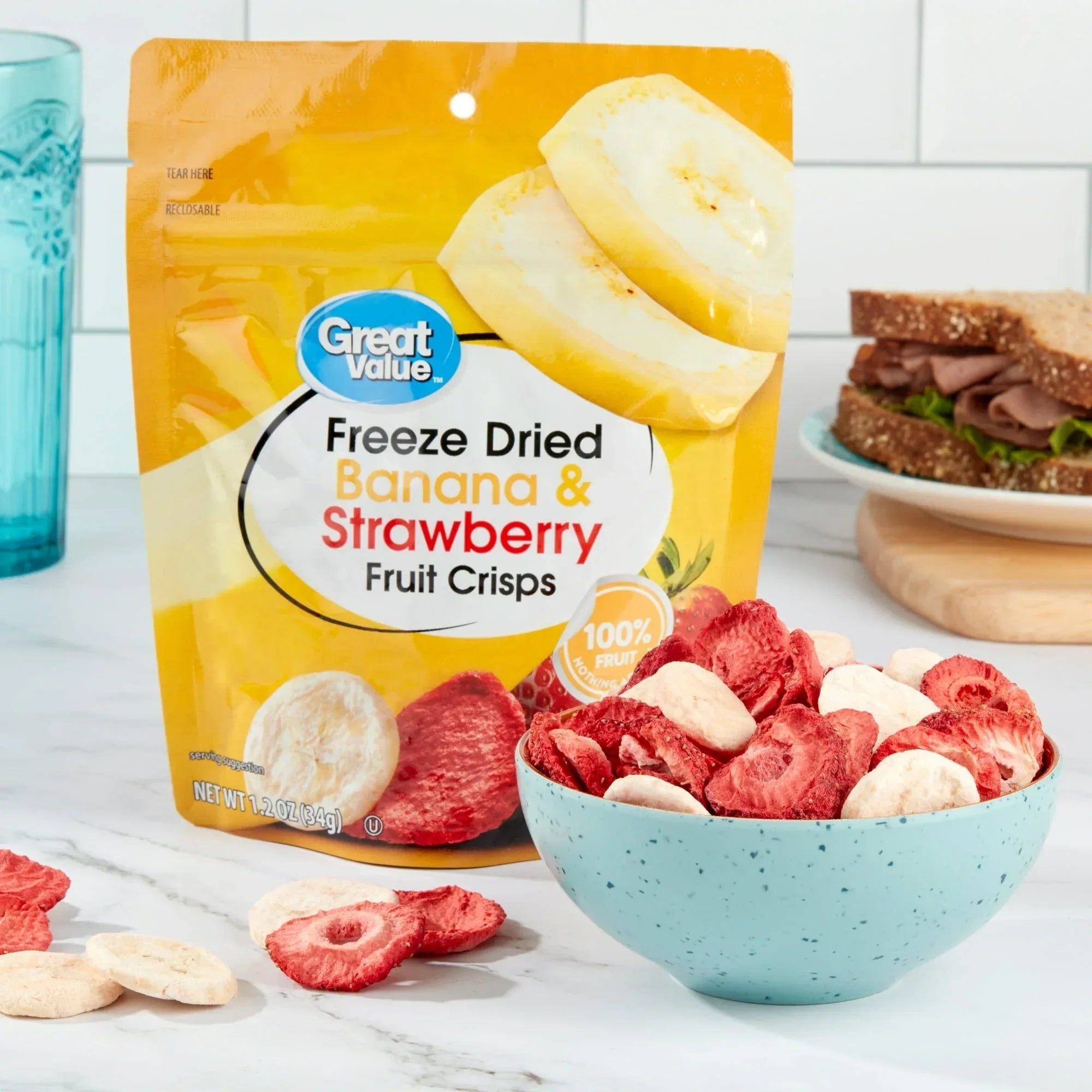 Great Value Freeze Dried Banana & Strawberry Fruit Crisps, 1.3 oz
