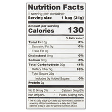 Nutrition Facts panel for freeze-dried fruit crisps, serving size 1 bag (34 g)