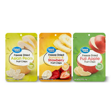 Freeze dried fruit crisps variety bags: Asian pear, banana & strawberry, Fuji apple