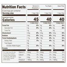 Nutrition facts panel for freeze dried fruit crisps, showing calories and % daily value