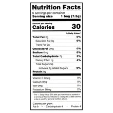 Nutrition Facts panel for freeze-dried strawberry fruit crisps, 1 bag (7.5 g)