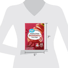 Great Value freeze-dried strawberry fruit crisps bag, 7 in tall x 5 in wide