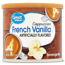 Cappuccino beverage mix canister, French vanilla flavor, artificially flavored