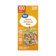 Single-zipper square snack bag box with 100 count