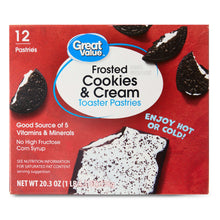 Great Value frosted cookies & cream toaster pastries box, 12 count