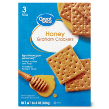 Honey graham crackers box, 3 packs, net wt 14.4 oz (408 g)