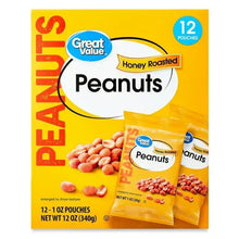 Honey-roasted peanuts in 1 oz pouches, 12-count package with multiple pouch packs