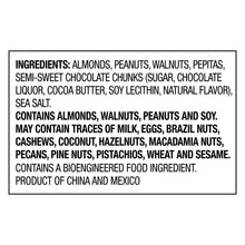 Keto Chocolate Trail Mix ingredients and contains allergen information label
