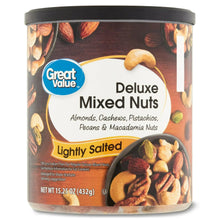 Great Value Deluxe mixed nuts canister, lightly salted, 15.25 oz
