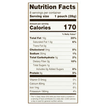 Nutrition Facts label for lightly salted roasted almonds, 1 pouch (28 g)