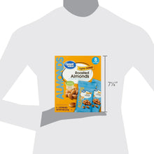 Roasted lightly salted almonds 8 pouch pack held on a T-shirt model