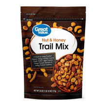 Great Value Nut & Honey Trail Mix pouch with front branding and trail mix