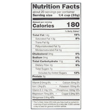 Nutrition Facts panel for omega-3 trail mix, showing serving size and 180 calories