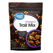 Omega-3 trail mix bag, 22 oz, Great Value logo with nuts-and-berries artwork