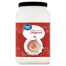 Great Value original coffee creamer bottle with red label and black lid