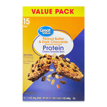 Great Value peanut butter & dark chocolate protein bar value pack, 15 count box
