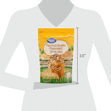 Peanut butter flavored trail mix bag on white model silhouette, 10 in height