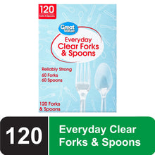 Clear plastic fork and spoon set, 120 count in retail box