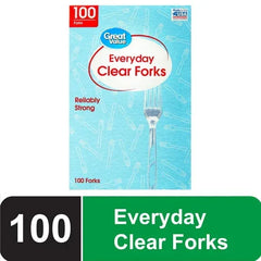 Great Value Everyday Clear Forks, 100 Count - USA MEGA SHOP