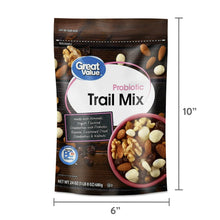 Probiotic trail mix pouch front view with size markings