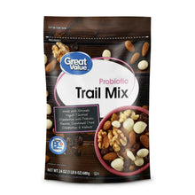 Probiotic trail mix pouch with nuts, seeds, and berries graphic