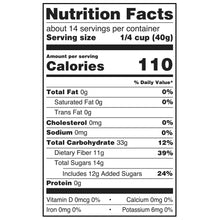 Nutrition facts label for dried cranberries, showing calories 110 per serving
