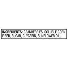 Ingredients panel: cranberries, soluble corn fiber, sugar, glycerin, sunflower oil